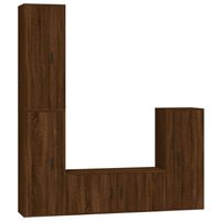 The Living Store Klassieke televisiekastenset - bewerkt hout - wandgemonteerd - bruineiken - 3x 40 x 34.5 x 100 cm - 1x