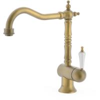 Keukenkraan Tres Clasic | Opbouw | 360° Draaibaar | Mengkraan | 1-hendel | Vintage | Messing mat