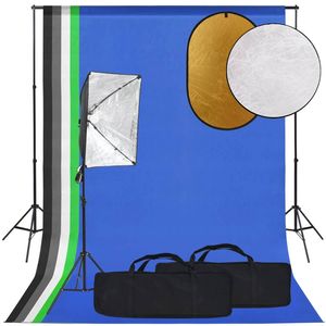 vidaXL Fotostudioset met softboxlamp, achtergrond en reflector