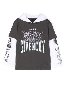 Givenchy Kids hoodie superposé en coton à logo imprimé - Gris