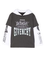 Givenchy Kids hoodie superposé en coton à logo imprimé - Gris