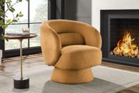 Draaibare design fauteuil BOSSA NOVA 80cm mosterdgeel bouclé - 45839