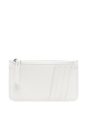 Maison Margiela porte-carte en cuir à détails de coutures - Blanc