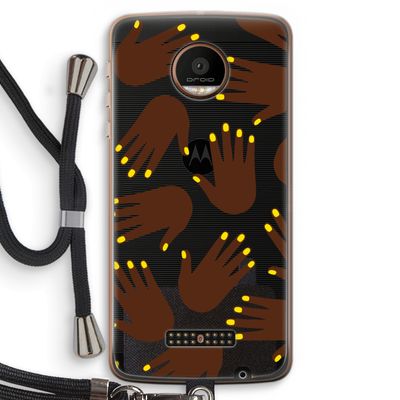 Hands dark: Motorola Moto Z Force Transparant Hoesje met koord