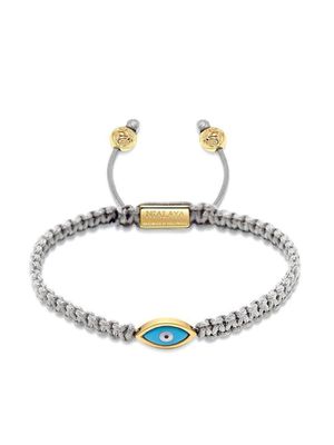 Nialaya Jewelry bracelet tressé à breloque œil - Gris
