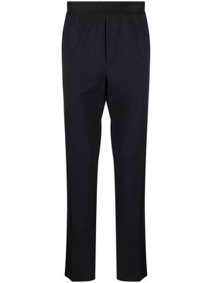 MSGM pantalon droit à taille à logo - Bleu