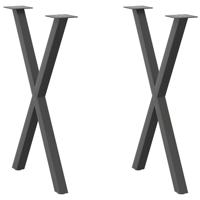 Eettafelpoten 2 st X-vormig 57x(72-73) cm staal antraciet