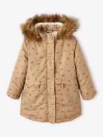 Meisjesparka met capuchon en sherpa. brown dark