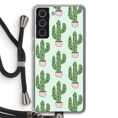 Cactus Lover: Samsung Galaxy S21 FE Transparant Hoesje met koord