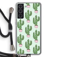 Cactus Lover: Samsung Galaxy S21 FE Transparant Hoesje met koord