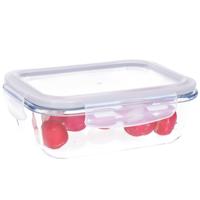 Vershoudbakje/lunchbox - luchtdicht - met clips - glas - 17 x 13 cm - 630ml
