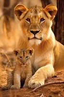 Alexsar Art schilderij Deco panel cub&lioness 70x50cm