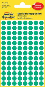 Avery Gekleurde Markeringspunten, groen, Ø 8,0 mm, permanent klevend