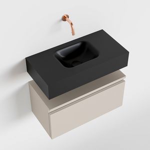 Toiletmeubel Mondiaz Andor | 60 cm | Meubelkleur Linen | Lex vrijhangend wastafel Urban Midden | Zonder kraangat