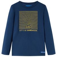 Kindershirt met lange mouwen snowboardprint 104 marineblauw