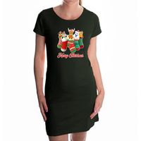 Fout  kerst jurkje kerstsokken met diertjes zwart voor dames - Kerst kleding / outfit XL  -
