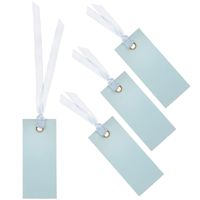 Santex cadeaulabels met lintje - set 48x stuks - licht blauw - 3 x 7 cm - naam tags - Cadeauversiering - thumbnail