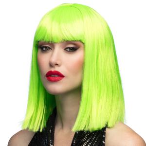 Verkleedpruik dames - neon groen - Cabaret/Hollywood/Diva - Carnaval - half lang chique haar