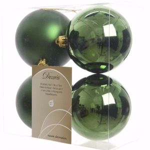 Ambiance Christmas kerstboom decoratie kerstballen 10 cm groen 4 stuks   -
