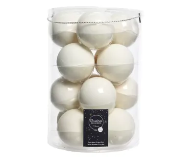 Kerstballen Glas Ø8cm Wol Wit 16st
