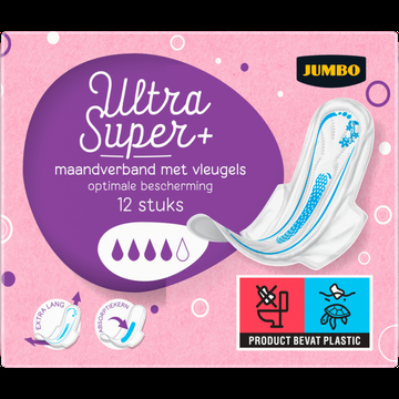 Jumbo Maandverband Ultra Super+ met Vleugels 12 Stuks