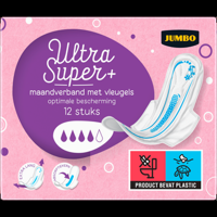 Jumbo Maandverband Ultra Super+ met Vleugels 12 Stuks