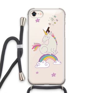 Regenboog eenhoorn: iPhone 7 Transparant Hoesje met koord