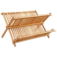 Afdruiprek/afwasrek 2-laags bruin 42 x 33 cm van bamboe hout