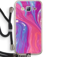 Paarse stroom: Samsung Galaxy J3 (2016) Transparant Hoesje met koord