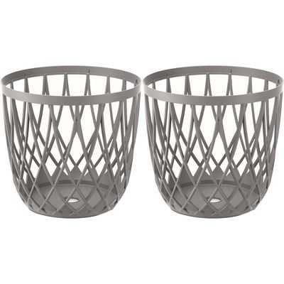 Draadmand/wasmand/opbergmand - 2x - van stevig kunststof - grijs - D39 x H39 cm