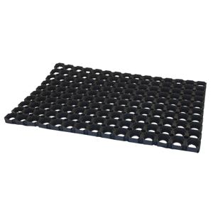 Deurmat voor buiten met gaten - rubber - zwart - 60 x 40 x 2.3 cm - buitenmatten