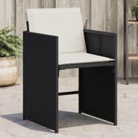 Tuinstoelen 4 st met kussens poly rattan zwart Tuinstoelen 4 st met kussens poly rattan zwart