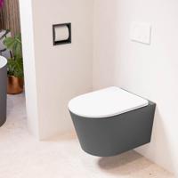 Wandcloset Mondiaz Lavie | Zonder spoelrand | Incl.Toiletzitting-Talc | Keramiek | Dark Grey