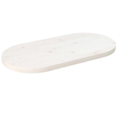 Tafelblad ovaal 60x30x2,5 cm massief grenenhout wit