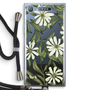Wit bloemenpatroon: Sony Xperia XZ1 Transparant Hoesje met koord