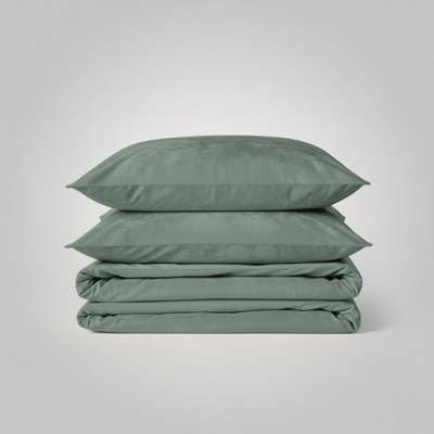 Dekbedovertrek Velvet Uni - Groen - Tweepersoons (200x200 Cm) - Groen Velvet (Microvezel) - Effen - Zydante - Dekbed-Discounter.nl
