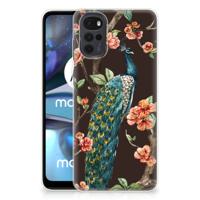 Motorola Moto G22 | TPU Hoesje | Pauw met Bloemen Motorola Moto G22 | TPU Hoesje | Pauw met Bloemen