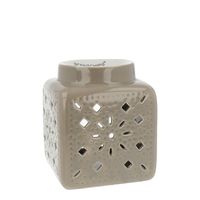 Scentchips® Vierkant Cut Out Patern Taupe waxbrander geurbrander - thumbnail