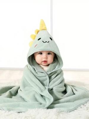 1pc Unisex Coral Fleece Bathrobe With Hooded Design, Quick Absorption, Soft And Warm, Suitable For Baby As Bath Towel, Sleepwear And Indoor/Outdoor Use In All Seasons And Scenes Love Valentine Army Green / one-size