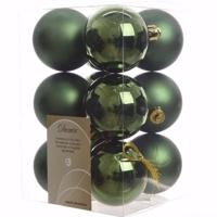 Nature Christmas kerstboom decoratie kerstballen groen 12 stuks - Kerstbal - thumbnail