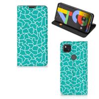 Google Pixel 4a | Bookcase | Cracks Blue