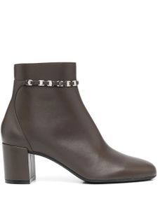 Ferragamo bottines en cuir à détail de chaîne - Marron