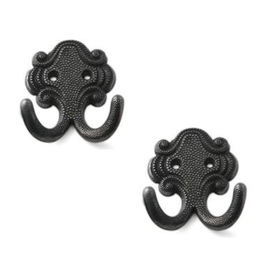 Kapstokhaak - 3x - zamac - zwart - dubbele haak - jashaken - 6,7x5,2 cm - luxe