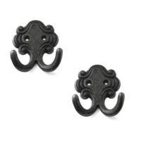 Kapstokhaak - 3x - zamac - zwart - dubbele haak - jashaken - 6,7x5,2 cm - luxe