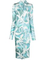 Louisa Ballou robe-chemise à fleurs - Bleu - thumbnail