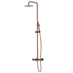Regendouche set Xenz Duero | Opbouw | 20 cm | Thermostaatkraan | Telescopisch | Oud koper