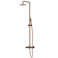 Regendouche set Xenz Duero | Opbouw | 20 cm | Thermostaatkraan | Telescopisch | Oud koper