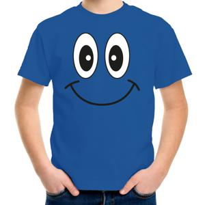 Verkleed t-shirt voor kinderen/jongens - smiley - blauw - feestkleding