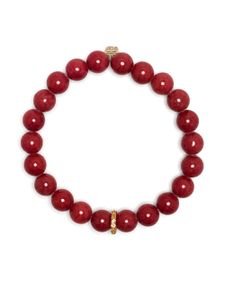 Sydney Evan bracelet en or 14ct serti de jade et de saphirs - Rouge