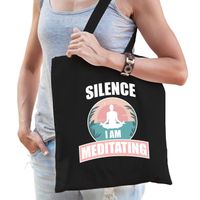 Silence I am meditating katoenen tas zwart voor volwassenen - sport / hobby tasjes - Feest Boodschappentassen